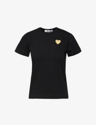 Comme Des Garçons Play Comme Des Garcons Play Women's Black Heart-appliqué Slim-fit Cotton-jersey Top