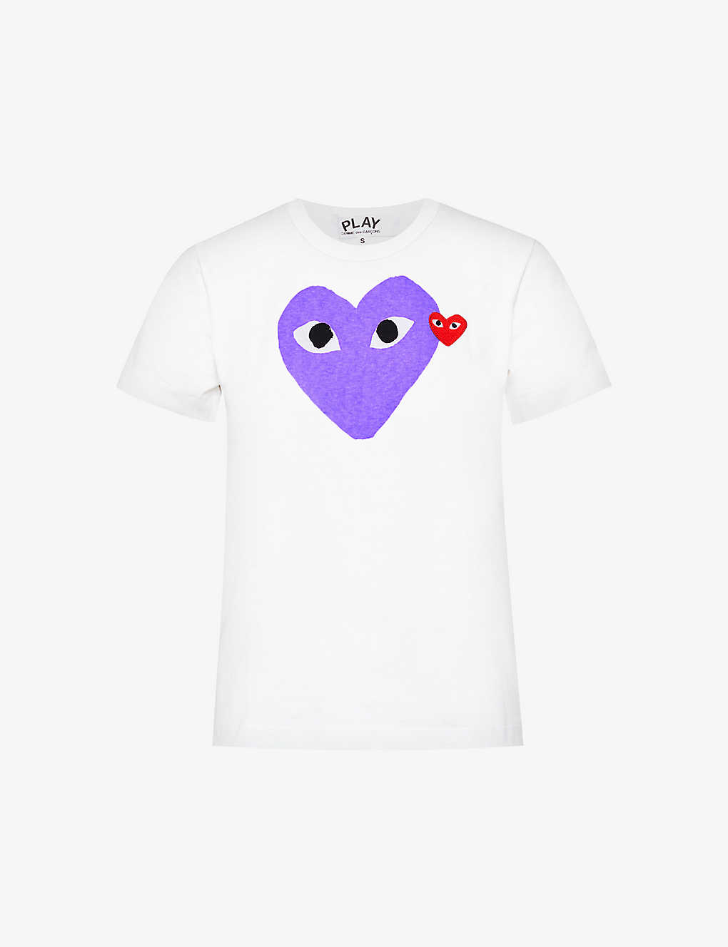 Shop Comme Des Garçons Play Comme Des Garcons Play Women's Purple Heart-appliqué Slim-fit Cotton-jersey Top