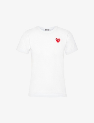 COMME DES GARCONS PLAY: Heart-appliqué slim-fit cotton-jersey top