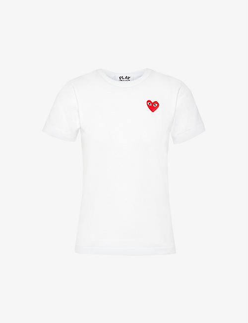 COMME DES GARCONS PLAY: Heart-appliqué slim-fit cotton-jersey top