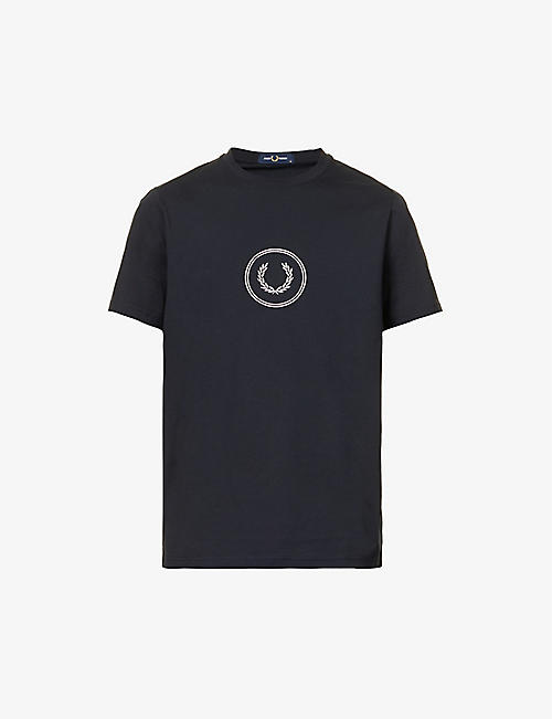 FRED PERRY: Logo-embroidered regular-fit cotton-jersey T-shirt
