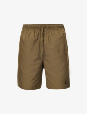 Fred Perry Mens Uniform Green Classic Logo-embroidered Swim Shorts