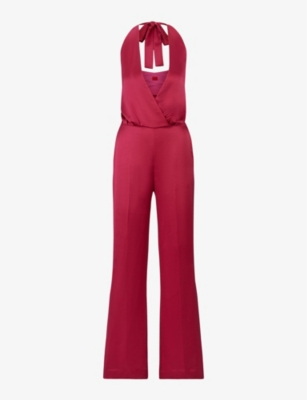 HUGO - Halterneck sleeveless recycled polyester-blend jumpsuit ...
