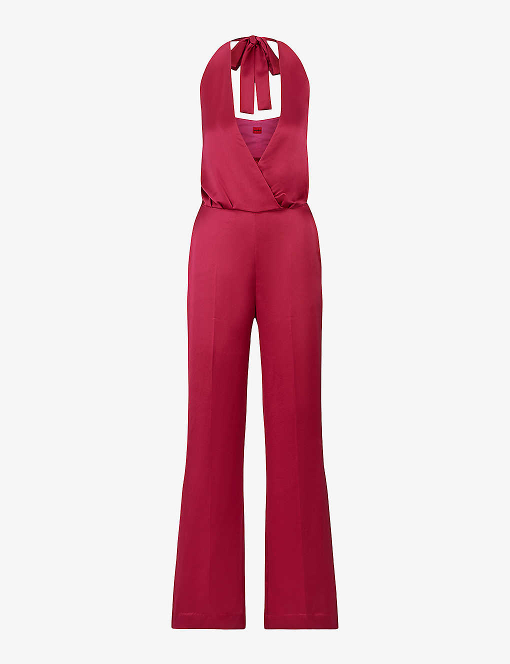 Hugo Womens Medium Pink Halterneck Sleeveless Recycled Polyester-blend Jumpsuit