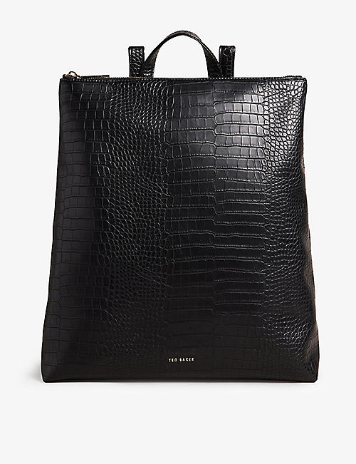 TED BAKER: Belux croc-embossed faux-leather backpack
