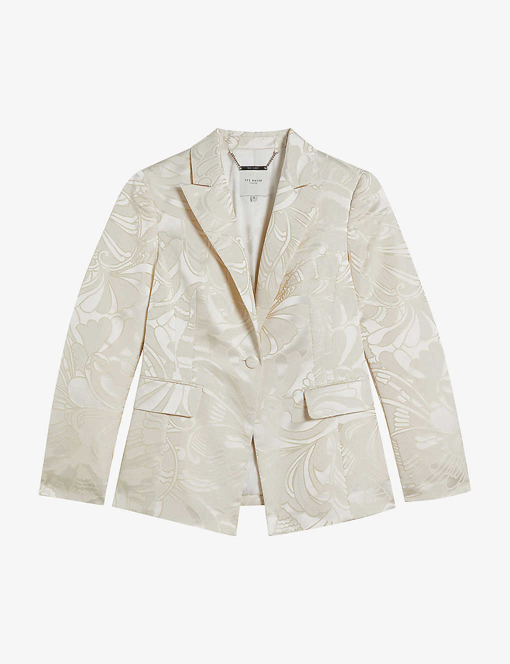 Ted Baker Womens Natural Majia Single-breasted Graphic-jacquard Blazer In Cream