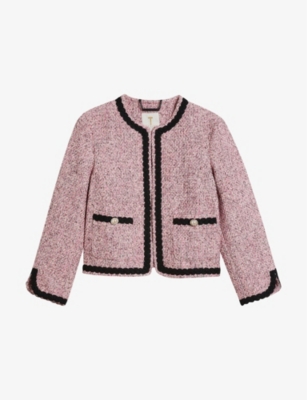 TED BAKER - Estiia lace-trimmed cropped boucle jacket | Selfridges.com