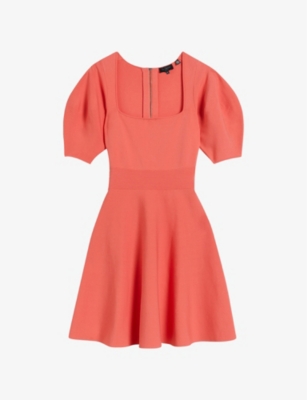 Ted Baker Womens Coral Hayliy Square-neck Stretch-knitted Mini Dress