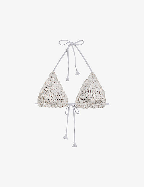 TED BAKER: Lileth frilled triangle stretch-woven bikini top