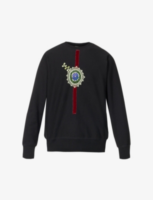 Bentgablenits Embroidered Exposed-seam Cotton-jersey Sweatshirt In Black