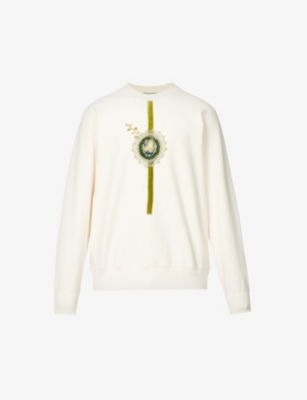Bentgablenits Embroidered Exposed-seam Cotton-jersey Sweatshirt In Cream