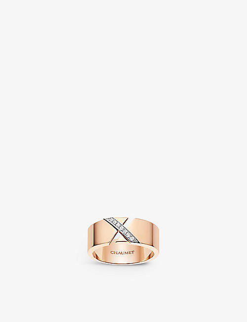 CHAUMET: Liens Évidence 18ct rose-gold and 0.06ct diamond ring
