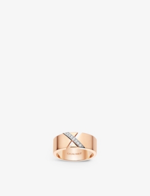 Chaumet Womens Rose Gold Liens Évidence 18ct Rose-gold And 0.06ct Diamond Ring
