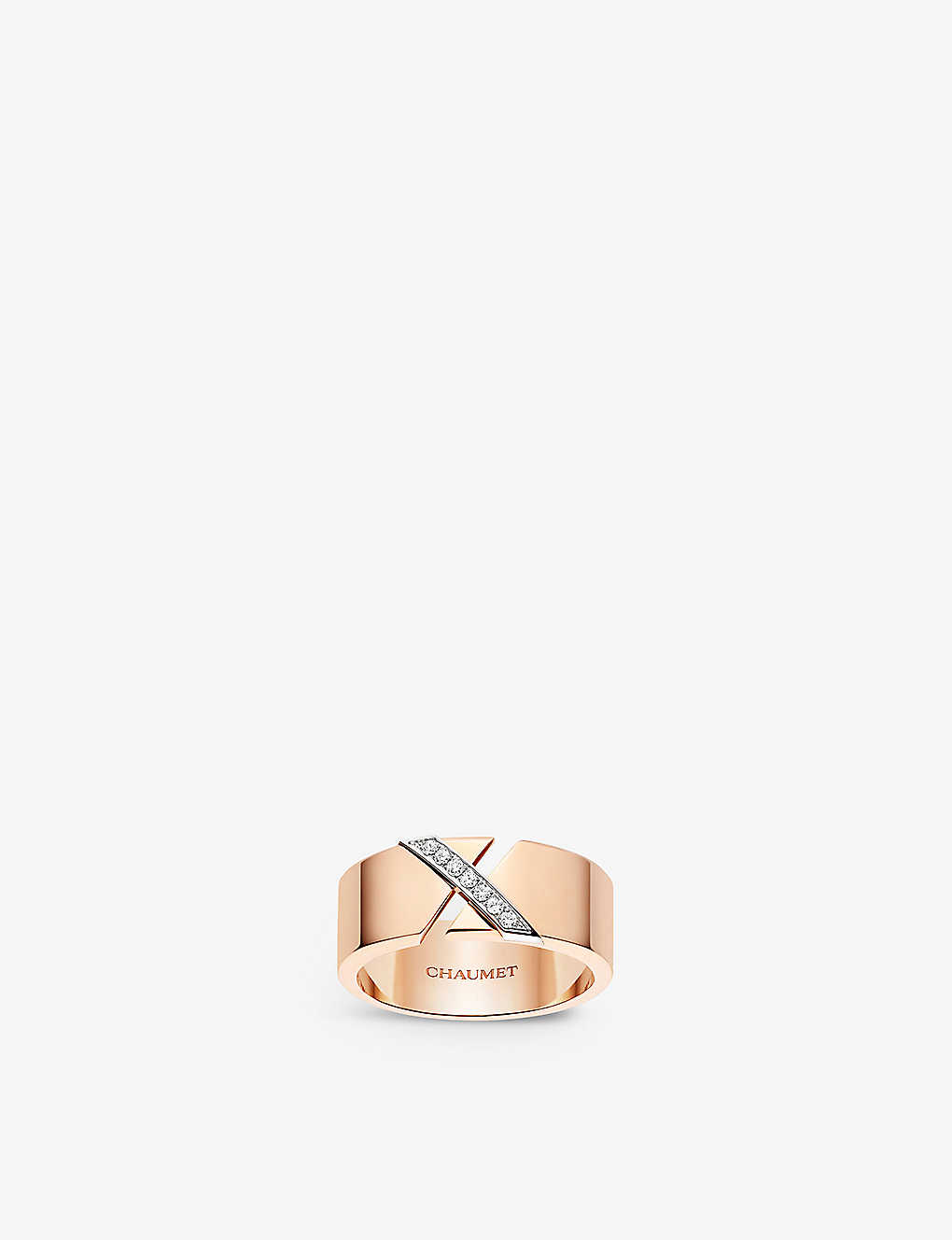 Chaumet Womens Rose Gold Liens Évidence 18ct Rose-gold And 0.06ct Diamond Ring