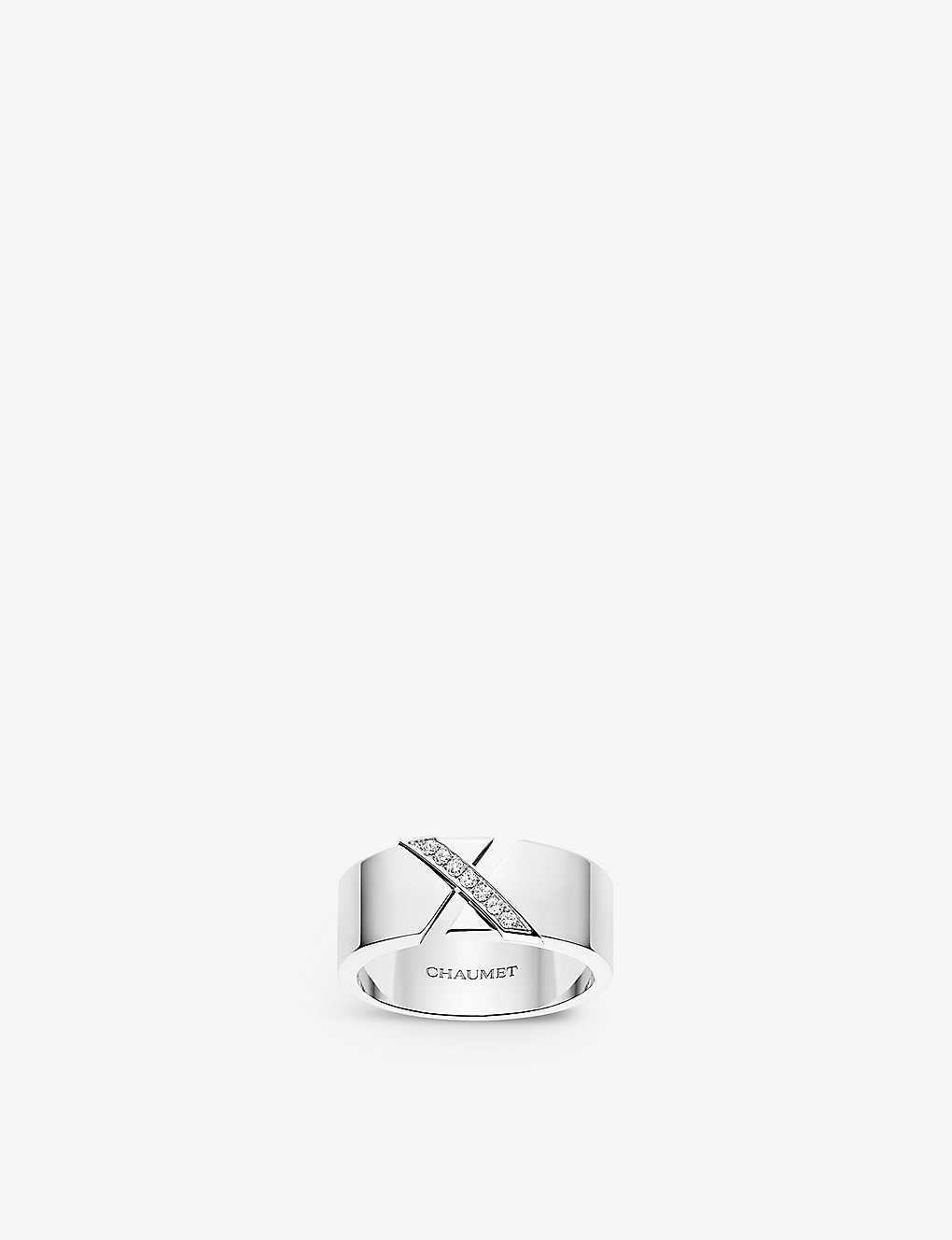 Chaumet Womens White Gold Liens Évidence 18ct White-gold And 0.06ct Diamond Ring