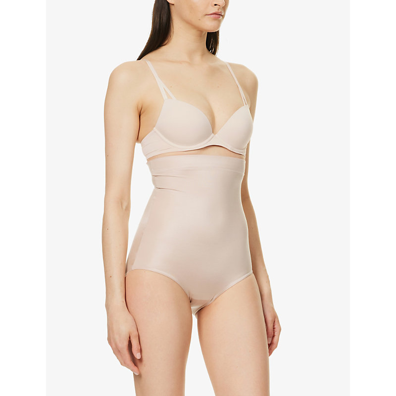 Shop Spanx Suit Your Fancy High-rise Stretch-woven Briefs In Champagne Beige