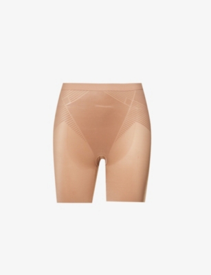 Spanx Thinstincts® 2.0 High-rise Stretch-satin Shorts In Cafe Au Lait