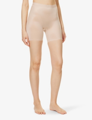 Shop Spanx Thinstincts® 2.0 High-rise Stretch-satin Shorts In Champagne Beige
