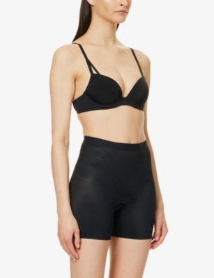 Spanx Womens Very Black Thinstincts® 2.0 High-rise Stretch-satin Shorts Xxl In Very Black