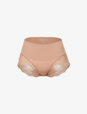 Spanx Undie-tectable Lace Hi-hipster Panties In Cafe Au Lait