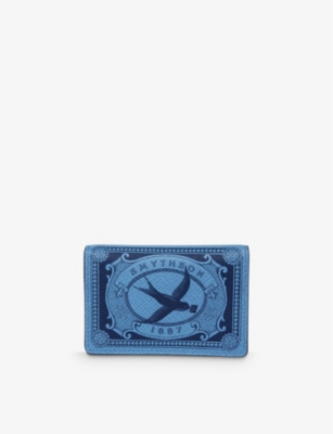 Smythson Womens Panama Swift Folded Leather Card Wallet In Blue 