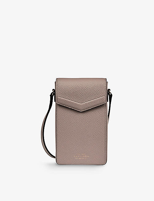 SMYTHSON: Envelope leather cross-body phone case pouch