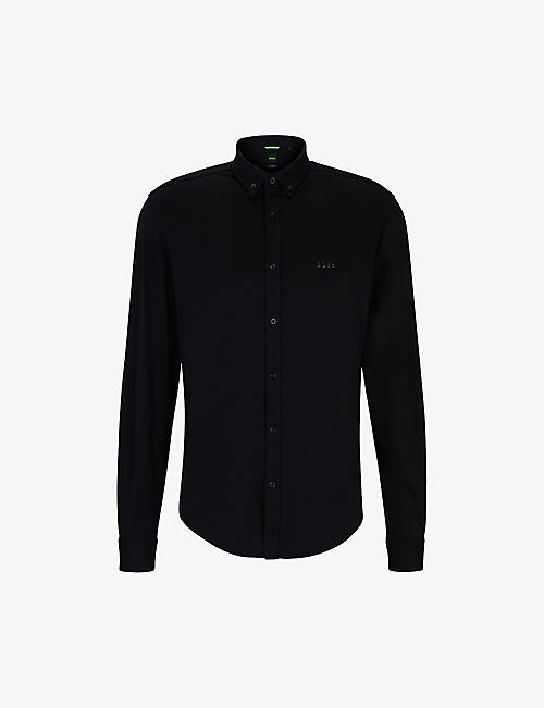BOSS: Logo-embroidered relaxed-fit cotton-jersey shirt
