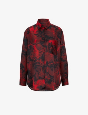 HUGO - Rose-print relaxed-fit woven shirt | Selfridges.com