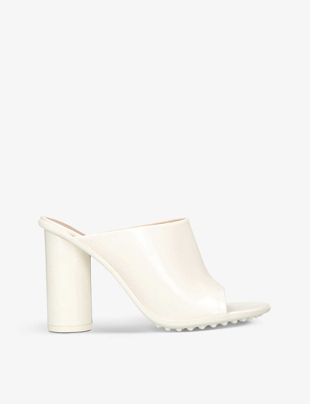 Bottega Veneta Womens White Block Open-toe Patent-leather Heeled Mules