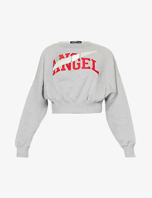 UNDERCOVER: Cut-out cropped cotton sweatshirt