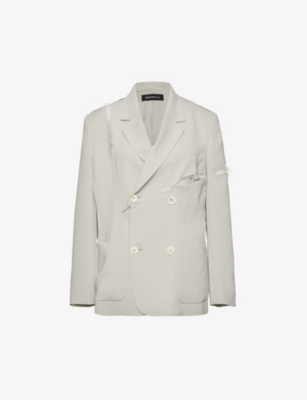 Undercover Grey Solid Notched Lapel Blazer In Gray