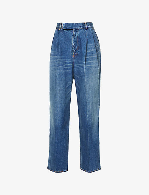 UNDERCOVER: Faded wide-leg mid-rise jeans