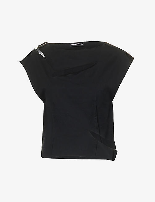 UNDERCOVER: Cut-out sleeveless cotton top