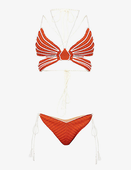 MY BEACHY SIDE: Butterfly crochet halterneck bikini set