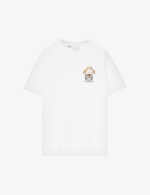 Loewe X Howl's Moving Castle Heen Embroidered Cotton T-shirt In White ...