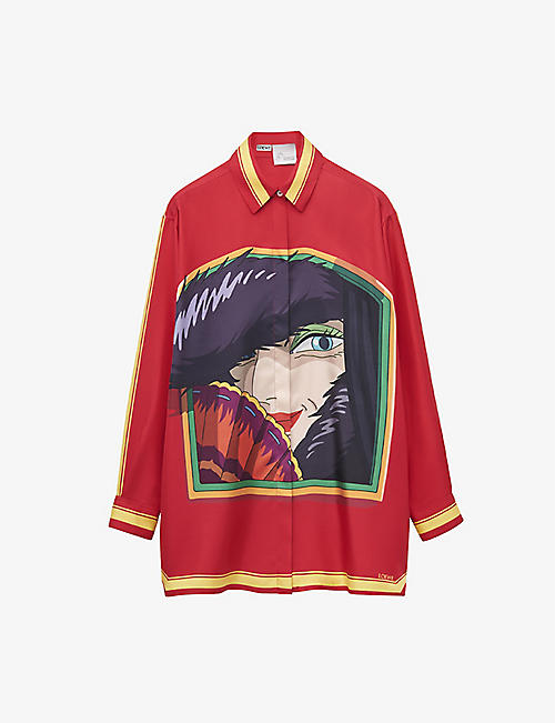 LOEWE: LOEWE x Howl’s Moving Castle Witch of the Waste graphic-print silk shirt