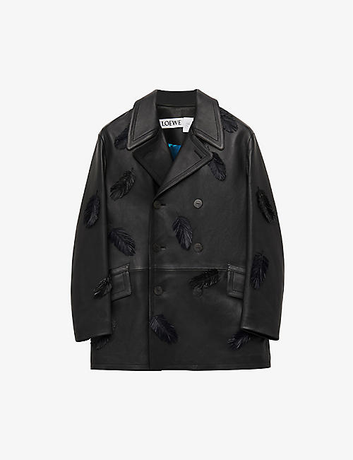 LOEWE: LOEWE x Howl's Moving Castle Howl feather-trim leather coat
