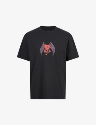 ALLSAINTS ALLSAINTS MEN'S WASHED BLACK BAD LOVE GRAPHIC-PRINT ORGANIC COTTON-JERSEY T-SHIRT 65576824