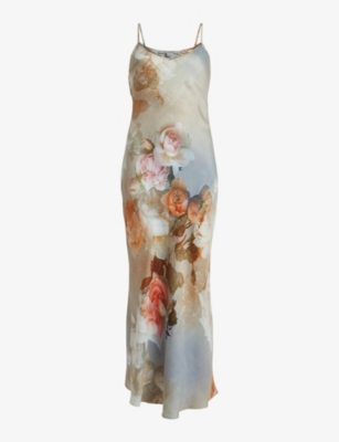 bryony rosalia dress in sunrise blue Allsaints Bryony Rosalia Floral Slipdress In Sunrise Blue