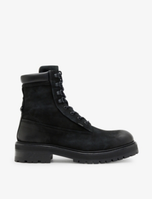 Allsaints Bobcat Lace-up Combat Boot In Black