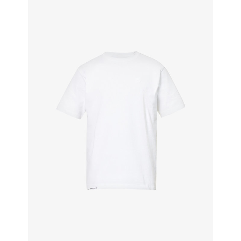 Aape Mens White One Point Logo-embroidered Cotton-jersey T-shirt