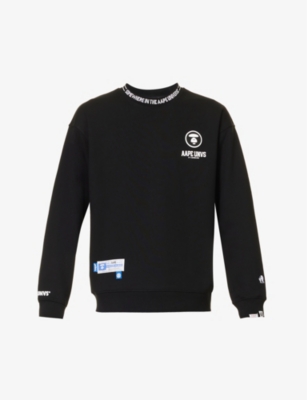 Aape Mens Black 1 Point Logo-print Relaxed-fit Cotton-blend Sweatshirt