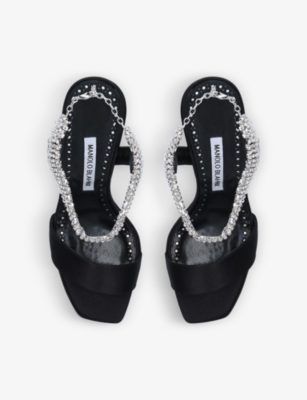 MANOLO BLAHNIK Parinasan 105 crystal-embellished satin heeled sandals