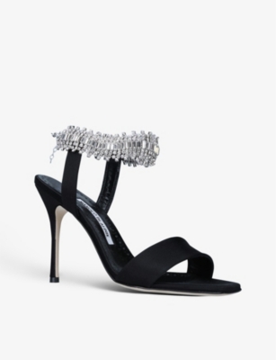 MANOLO BLAHNIK Parinasan 105 crystal-embellished satin heeled sandals