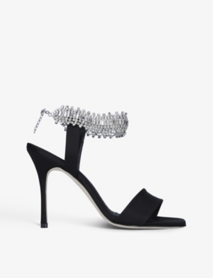 MANOLO BLAHNIK Parinasan 105 crystal-embellished satin heeled sandals