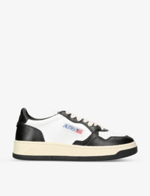 Autry Womens Black Medalist Leather Low-top Trainers