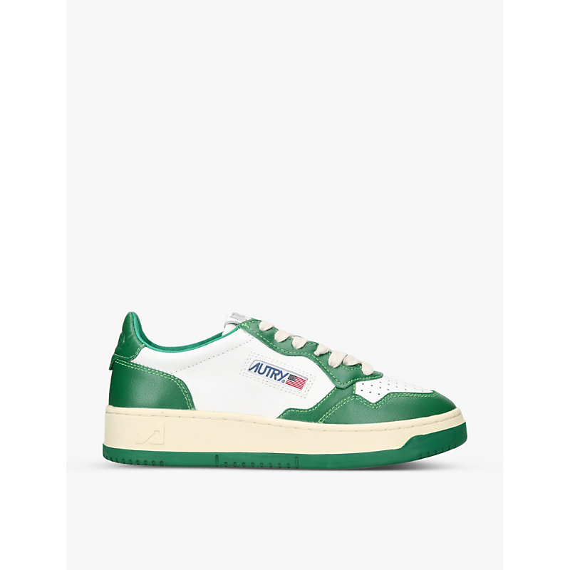 Shop Autry Medalist Leather Low-top Trainers In Green Comb