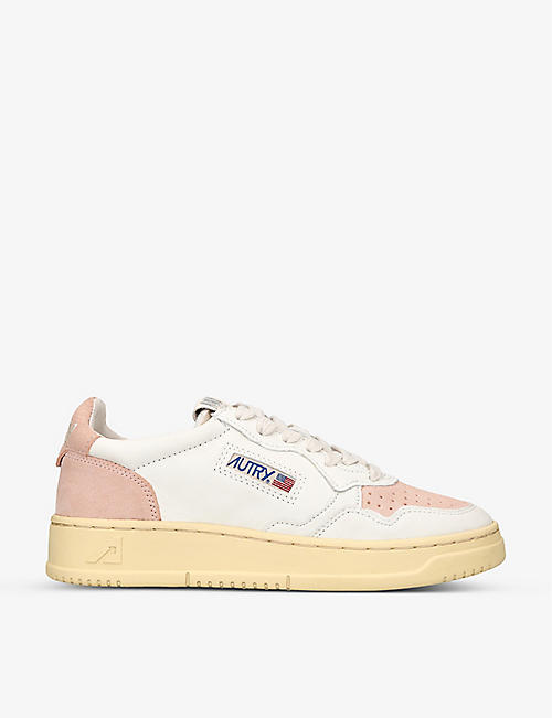 AUTRY: Medalist brand-embroidered suede and leather low-top trainers