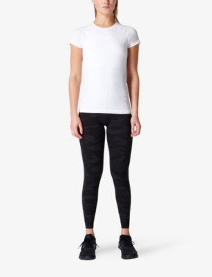 SWEATY BETTY WOMENS WHITE ATHLETE SEAMLESS WORKOUT STRETCH-JERSEY T-SHIRT