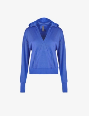 SWEATY BETTY: After Class V-neck organic cotton-blend hoody